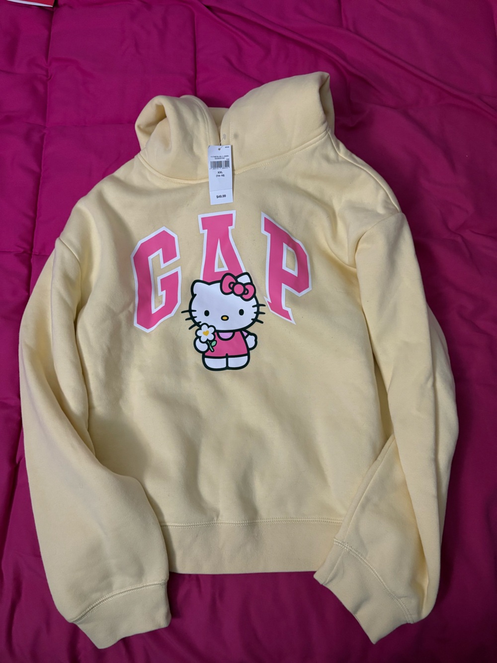 GAP Kids Yellow Hello Kitty Sweatshirt with Pink Logo